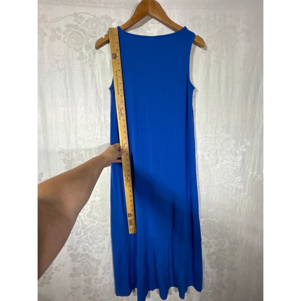 J Jill Wearever Tank Dress XS Blue Midi Maxi Ruffle Stretch Travel Jersey - Picture 9 of 9